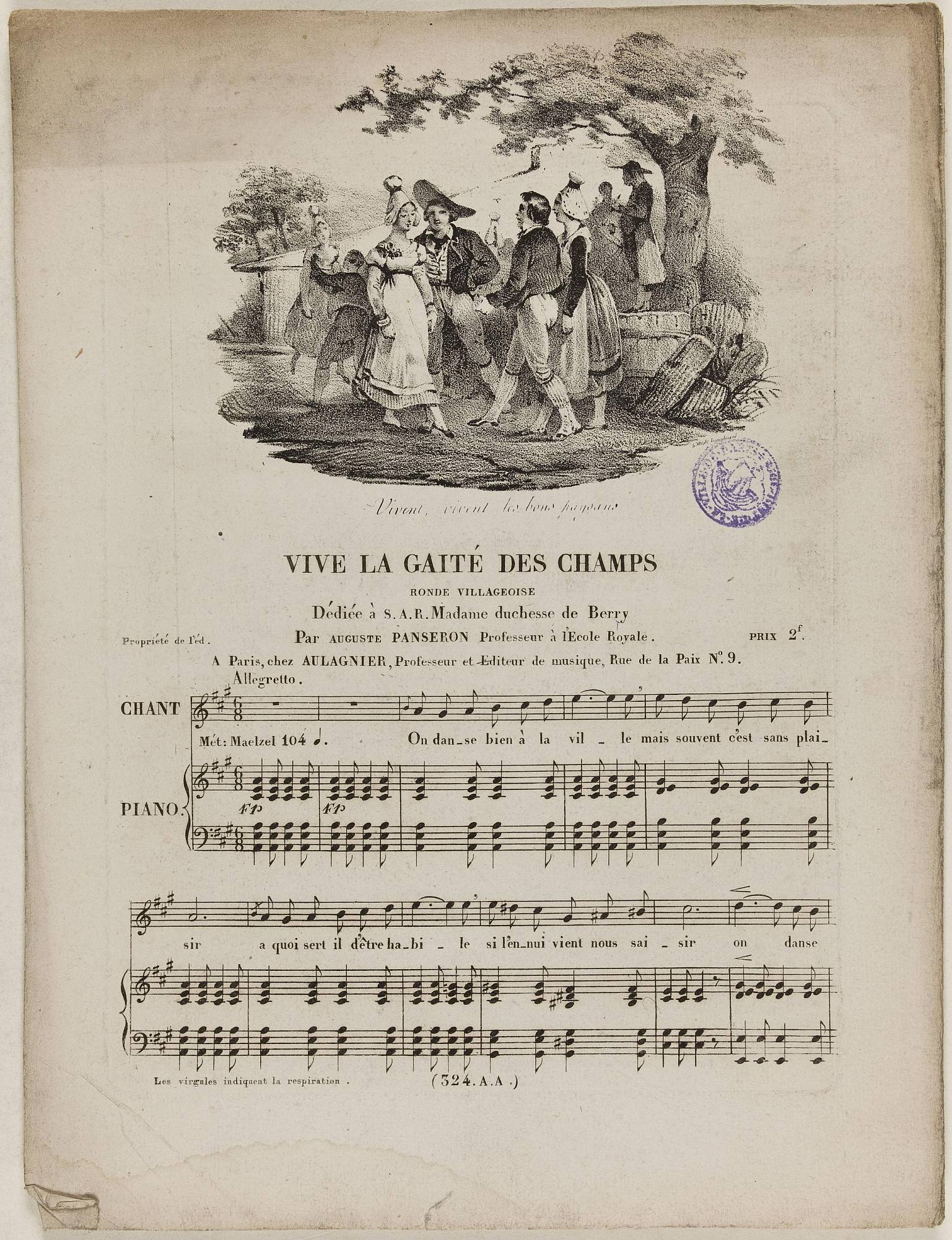 L’Original de la semaine : une chanson bucolique du début du XIXe ...